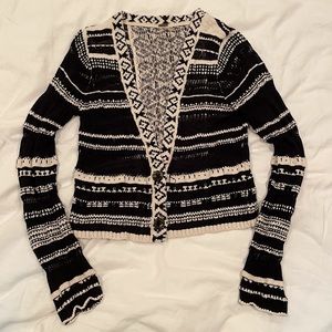 Free People Black and White Cardigan